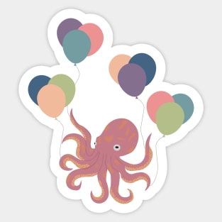 Octopus with Balloons Sticker